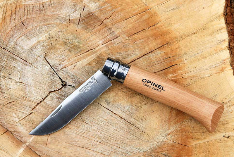 Opinel N°08 Tradition Inox – Couteau de poche pliant - Manche Hêtre - Lame 8.5 cm  NYCTALOPE  
