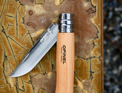 Opinel N°08 Tradition Inox – Couteau de poche pliant - Manche Hêtre - Lame 8.5 cm  NYCTALOPE  