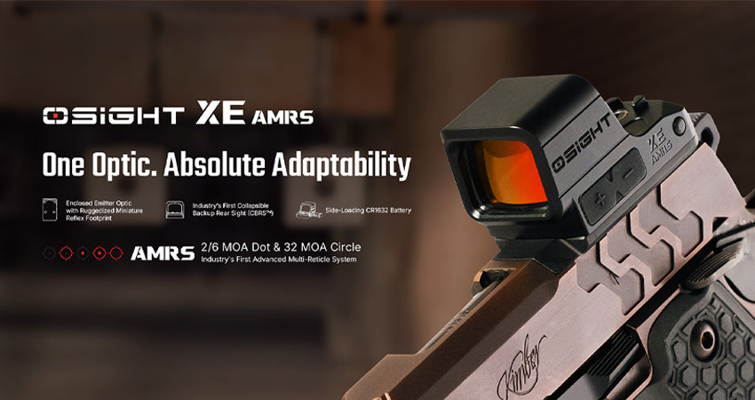 Osight XE AMRS Optique Point Rouge Fermé avec Empreinte RMR, Pile Latérale CR1632 & Multi-Réticules 2/6 MOA + Cercle 32 MOA