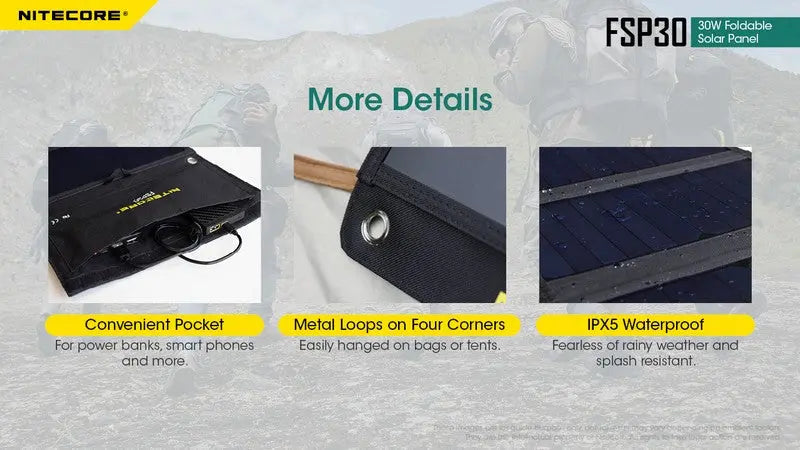 Panneau solaire pliable Nitecore FSP30 - 30W  NYCTALOPE  