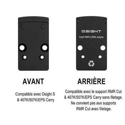 Plaque Adaptatrice Olight Osight RMR vers RMSc - Acier Inoxydable SUS420 - Revêtement PVD - NYCTALOPE
