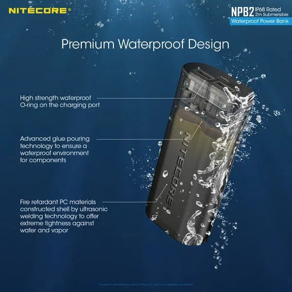 PowerBank Batterie Nitecore NPB2 – 10000mAh batterie externe frontale HU60  NYCTALOPE  
