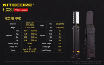 Projecteur de chantier grande zone Nitecore FLS360 – 22000 Lumens  NYCTALOPE  