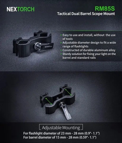 Support Nextorch RM85S montage rapide sur fusil et arme pour lampe torche  NYCTALOPE  