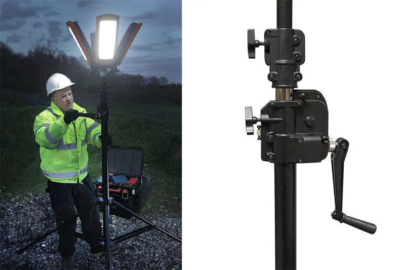 Tour d'éclairage Nightsearcher STRATOSTAR AC 115000 Lumens - Alimentation secteur 110-240V - Trépied 4,5m - IP67 - NYCTALOPE