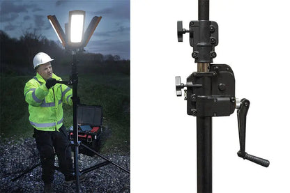 Tour d'éclairage Nightsearcher STRATOSTAR AC 115000 Lumens - Alimentation secteur 110-240V - Trépied 4,5m - IP67 - NYCTALOPE