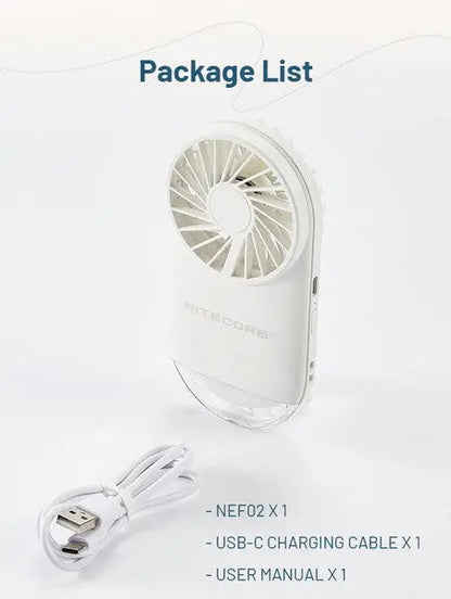 Ventilateur de poche multifonctions Nitecore NEF02 - rechargeable avec lumière d'appoint  NYCTALOPE  