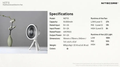 Ventilateur portable multifonction Nitecore NEF10 - Ventilateur, lampe et powerbank  NYCTALOPE  