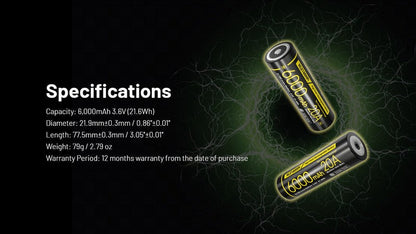 Batterie Nitecore NL2160HPi 21700 - 6000mAh 3.6V - protégée Li-ion  NYCTALOPE  