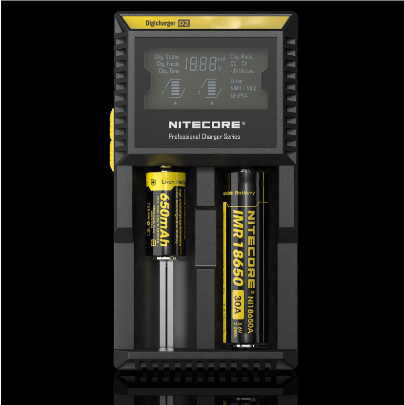 Chargeur D2 Nitecore Li-ion, IMR, Ni-MH, LiFePO4 et Ni-CD  NYCTALOPE  