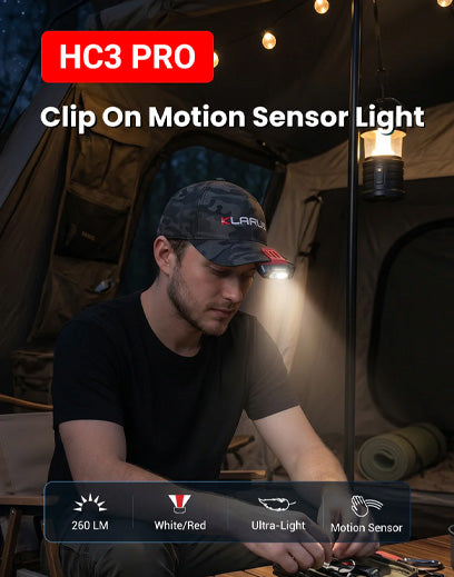 Klarus HC3 PRO - Lampe frontale clip-on à détecteur de mouvement