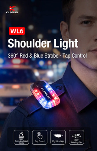 Klarus WL6 - Lampe d'épaule de signalisation 360° rouge et bleu