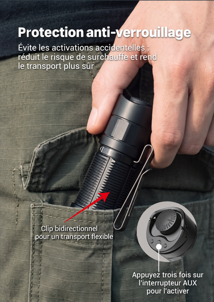 Klarus XT Mini - Lampe tactique compacte à double interrupteur arrière