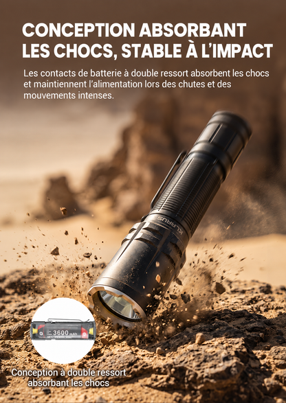Klarus XT12R - Lampe tactique longue portée à double interrupteur arrière