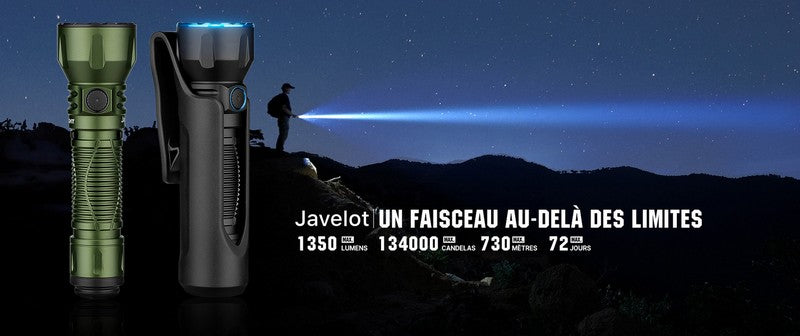 Lampe Torche Olight Javelot - 1350 Lumens rechargeable longue portée  NYCTALOPE  