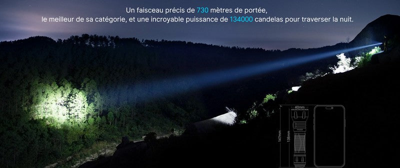 Lampe Torche Olight Javelot - 1350 Lumens rechargeable longue portée  NYCTALOPE  