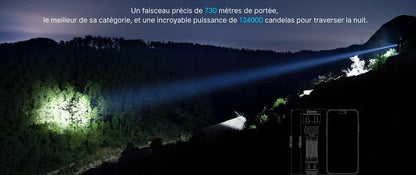 Lampe Torche Olight Javelot - 1350 Lumens rechargeable longue portée  NYCTALOPE  