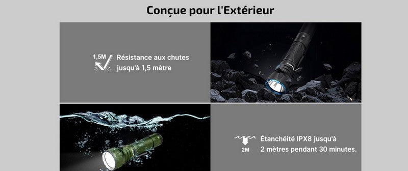 Lampe Torche Olight Javelot - 1350 Lumens rechargeable longue portée  NYCTALOPE  