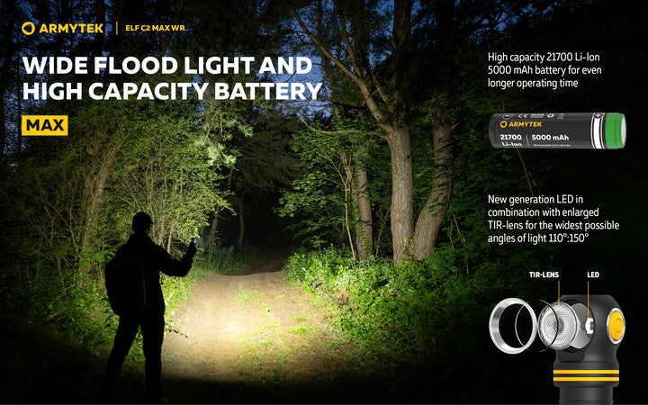 Armytek Elf C2 Max WR USB-C - Lampe frontale 4-en-1 lumière blanche et rouge