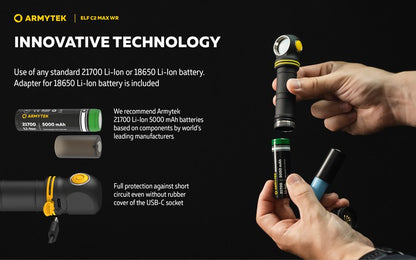 Armytek Elf C2 Max WR USB-C - Lampe frontale 4-en-1 lumière blanche et rouge