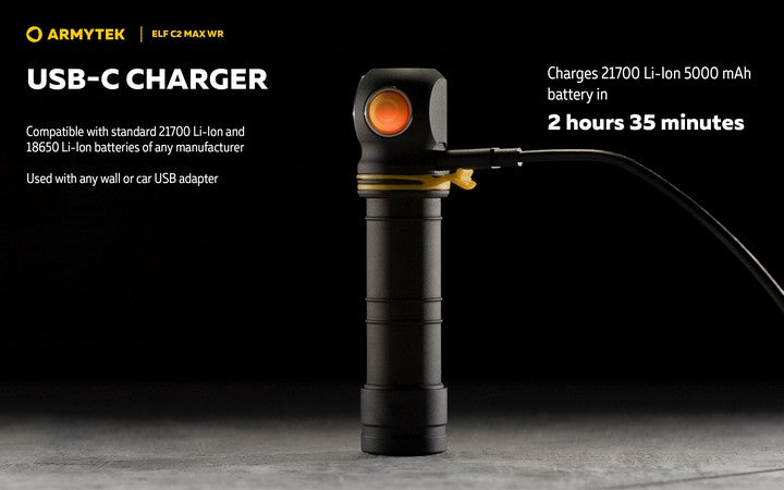 Armytek Elf C2 Max WR USB-C - Lampe frontale 4-en-1 lumière blanche et rouge