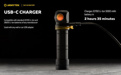 Armytek Elf C2 Max WR USB-C - Lampe frontale 4-en-1 lumière blanche et rouge
