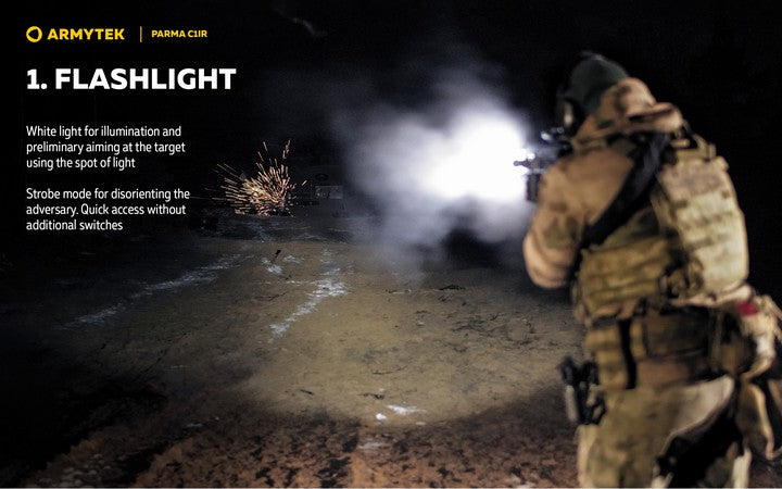 Armytek Parma C1IR - Lampe tactique blanche et infrarouge pour arme ou casque