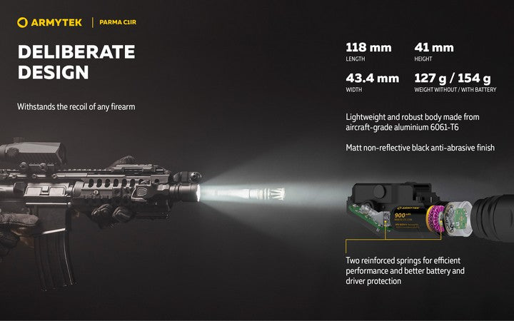 Armytek Parma C1IR - Lampe tactique blanche et infrarouge pour arme ou casque