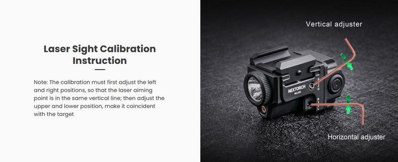 Lampe arme de poing Nextorch WL22R - 650 Lumens + laser rouge - Fixation sur rail  NYCTALOPE  