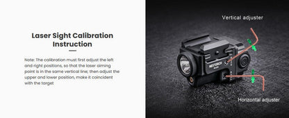 Lampe arme de poing Nextorch WL22R - 650 Lumens + laser rouge - Fixation sur rail  NYCTALOPE  