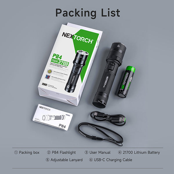 Lampe Torche Nextorch P84B - 3700 Lumens - lampe torche rechargeable USB-C - balise de signalisation  NYCTALOPE  