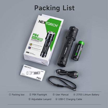 Lampe Torche Nextorch P84B - 3700 Lumens - lampe torche rechargeable USB-C - balise de signalisation  NYCTALOPE  