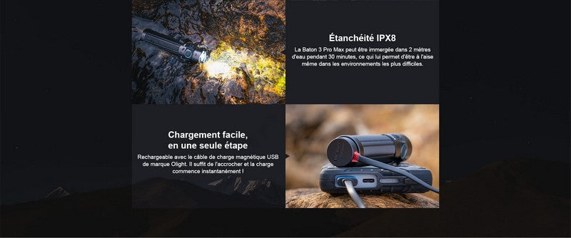 Lampe Torche Olight Baton 3 Pro Max - 2500 Lumens  NYCTALOPE  