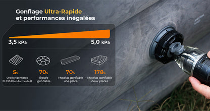 Olight FLEXTAIL MAX PUMP 3 – Mini pompe à air portable 3-en-1 avec lanterne 300 lm, rechargeable USB-C