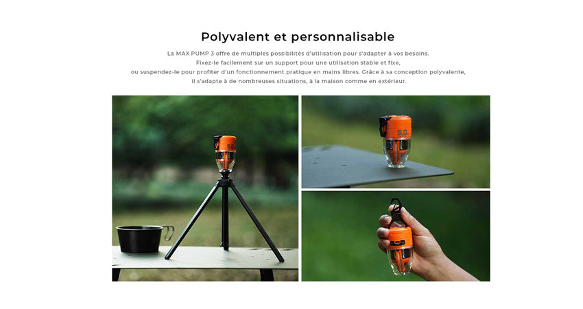 Olight FLEXTAIL MAX PUMP 3 – Mini pompe à air portable 3-en-1 avec lanterne 300 lm, rechargeable USB-C