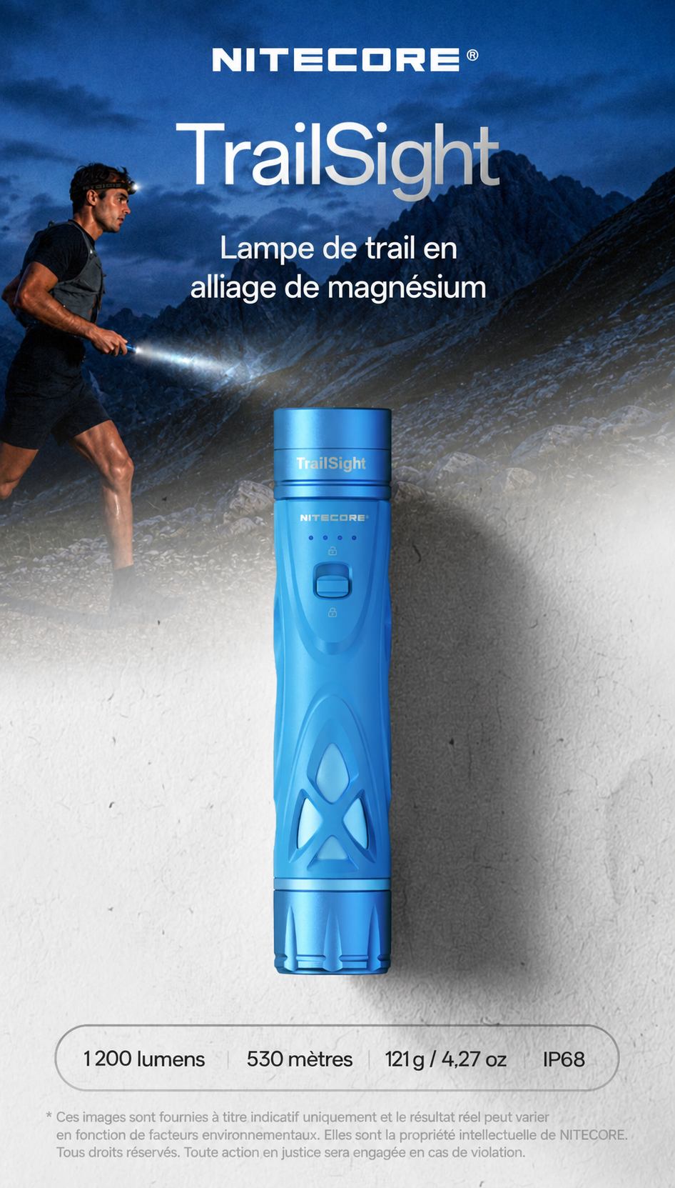 Nitecore TrailSight - Lampe torche de trail running 1200 lumens