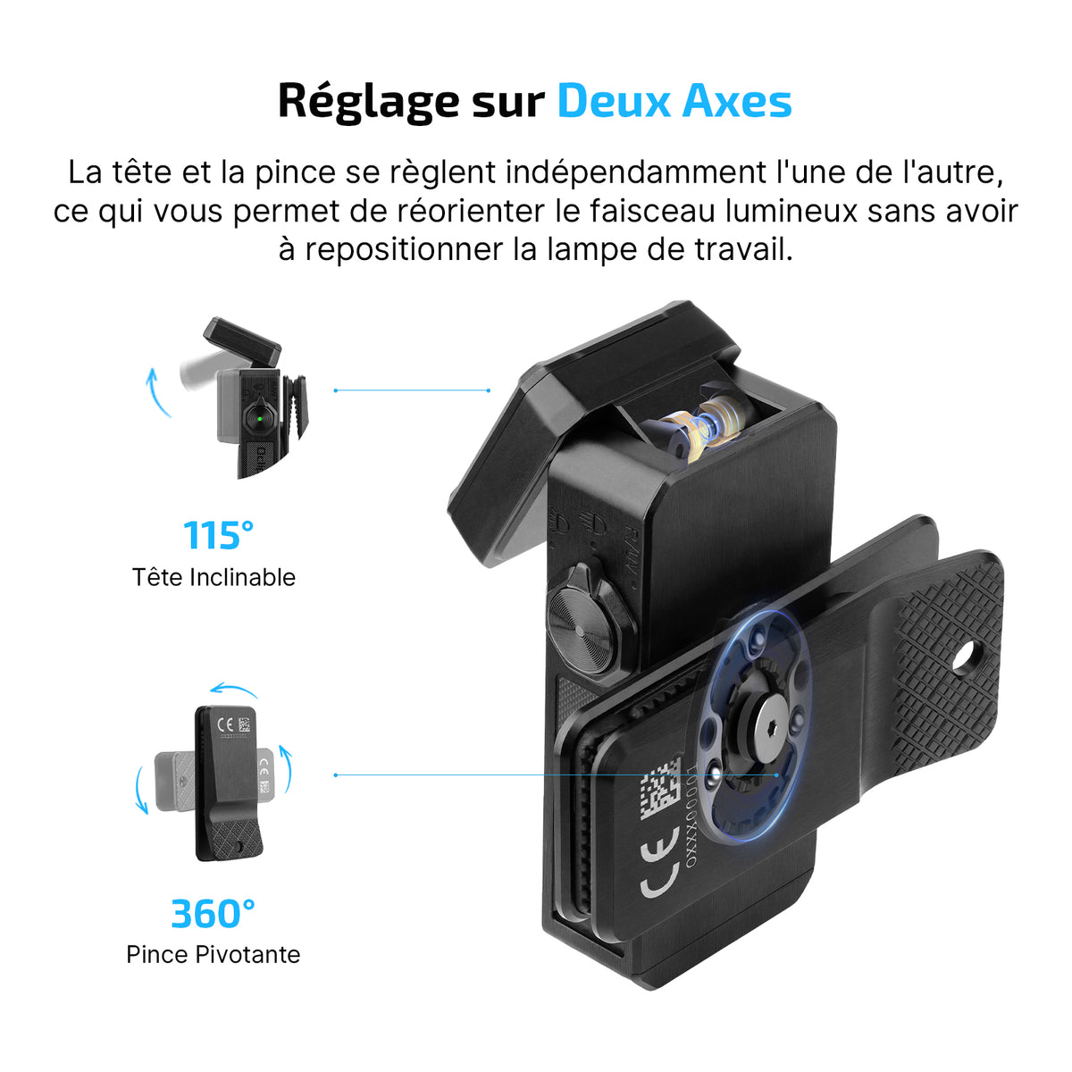 Olight Oclip 2 Ultra - Lampe clip EDC double axe, lumière rouge et UV