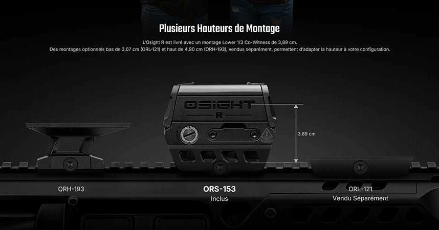 Olight Osight R - Viseur point rouge fermé multi-réticules à empreinte Micro T1/T2
