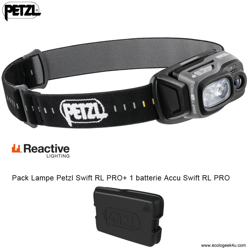 Pack lampe Frontale Petzl SWIFT RL PRO 900 Lumens rechargeable + 1
